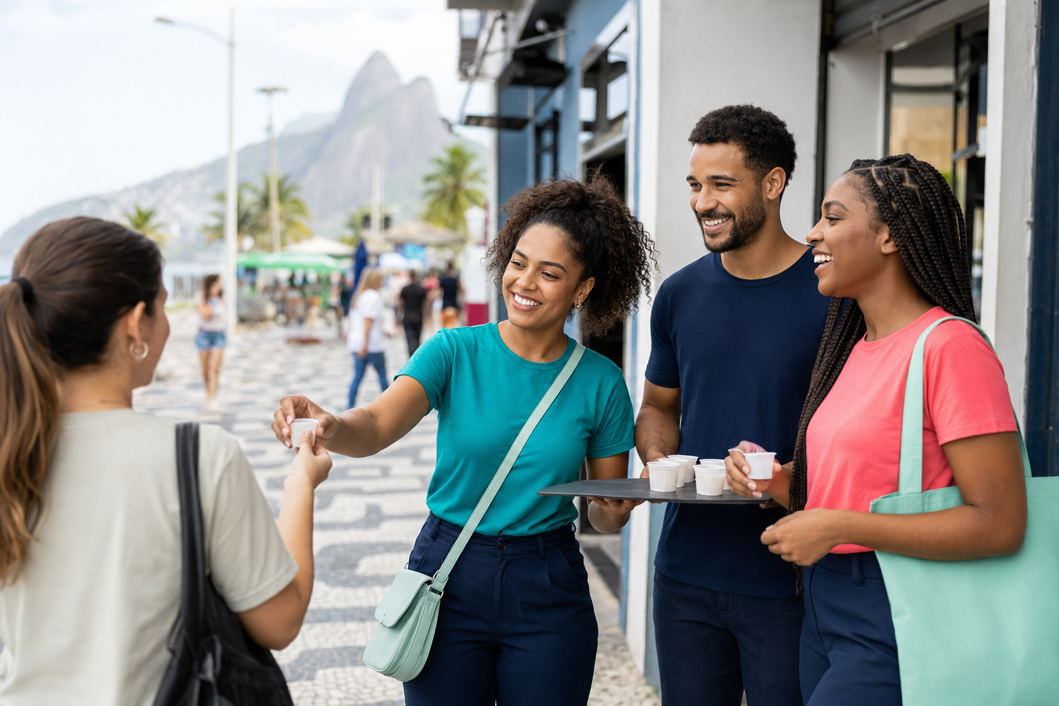 Ação de marketing local em contato com o público